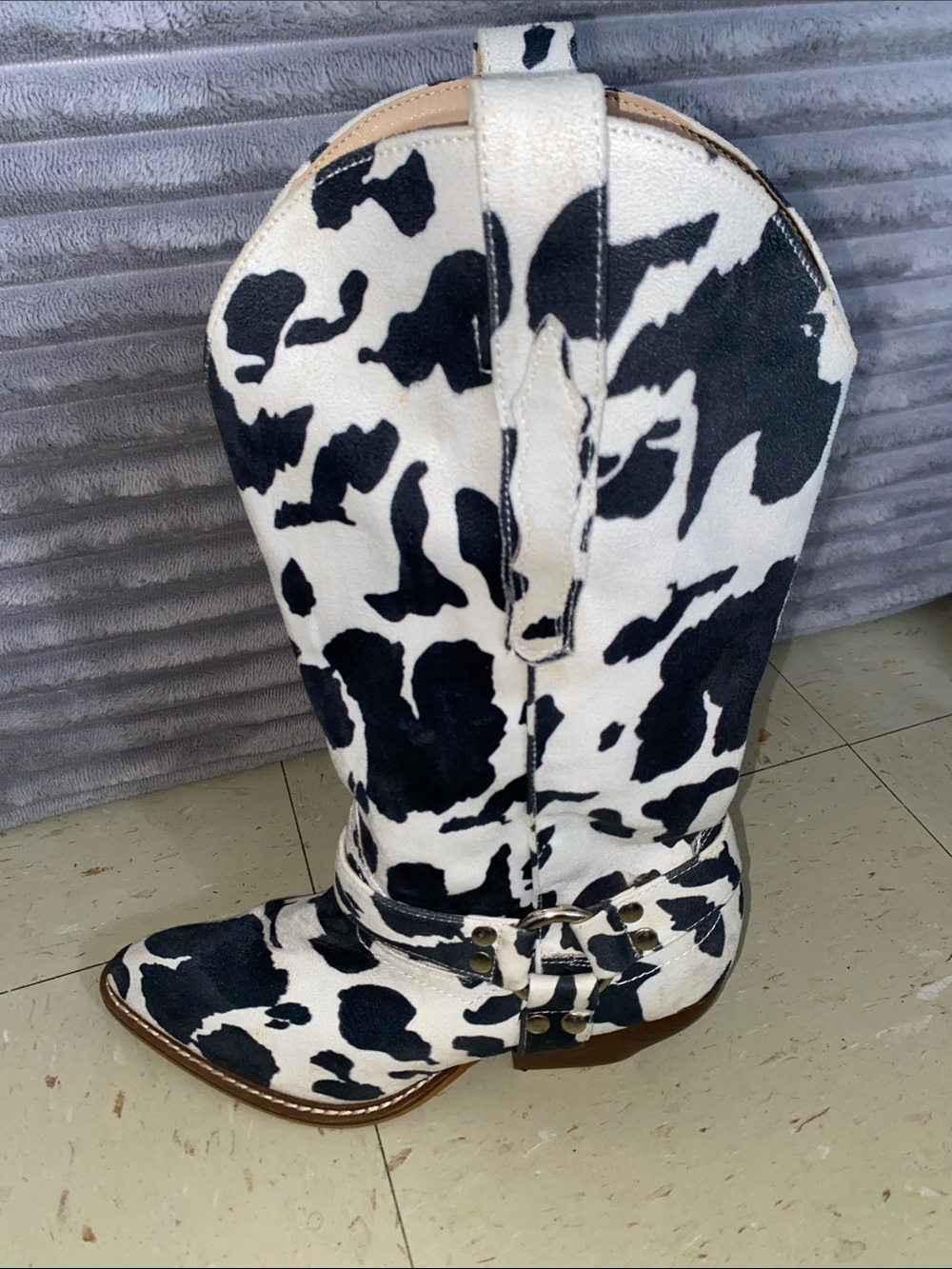 Cow Print Black & White Heeled Western Boot